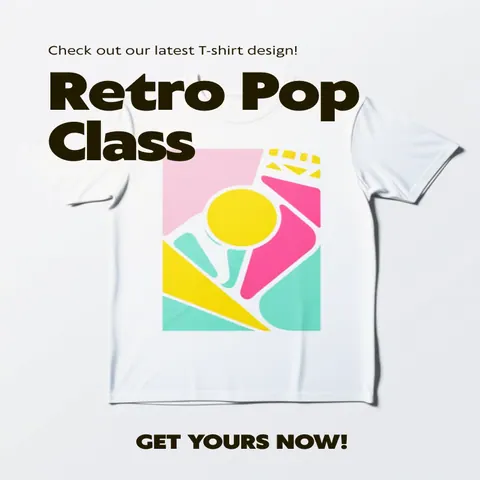 レトロポップなカラーのクラスTシャツデザイン