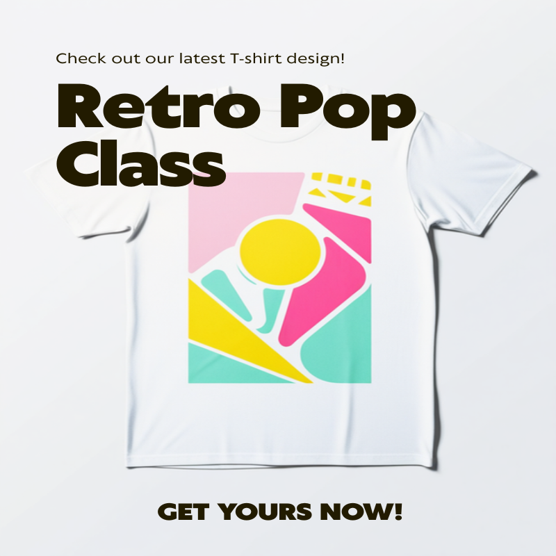 レトロポップなカラーのクラスTシャツデザイン