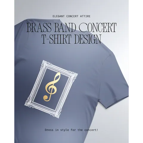 ゴールドのト音記号が入ったエレガントな吹奏楽部Tシャツ