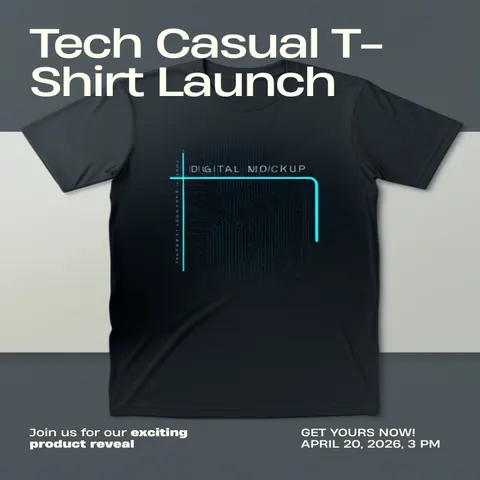 モダンなテック風デザインのIT企業カジュアルTシャツ