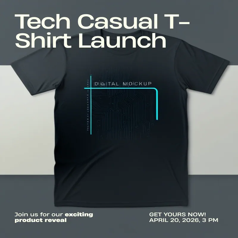 モダンなテック風デザインのIT企業カジュアルTシャツ