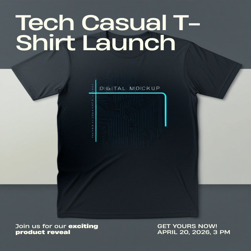 モダンなテック風デザインのIT企業カジュアルTシャツ