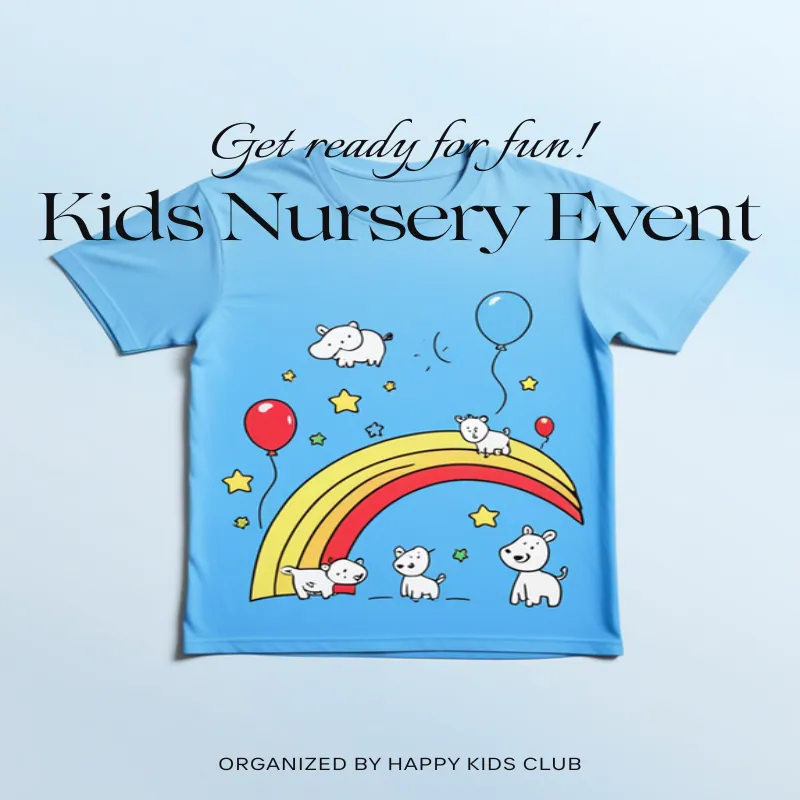 カラフルで元気いっぱいの保育園イベントキッズTシャツ
