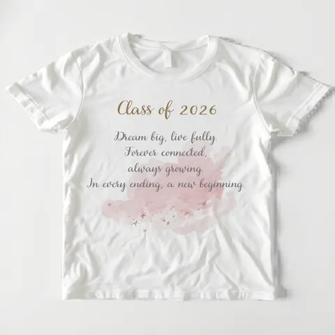 桜モチーフと手書き風名前入りの卒業記念Tシャツ