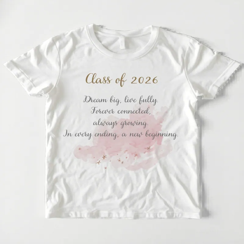 桜モチーフと手書き風名前入りの卒業記念Tシャツ