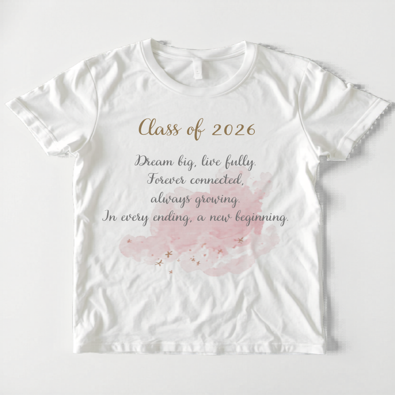 桜モチーフと手書き風名前入りの卒業記念Tシャツ