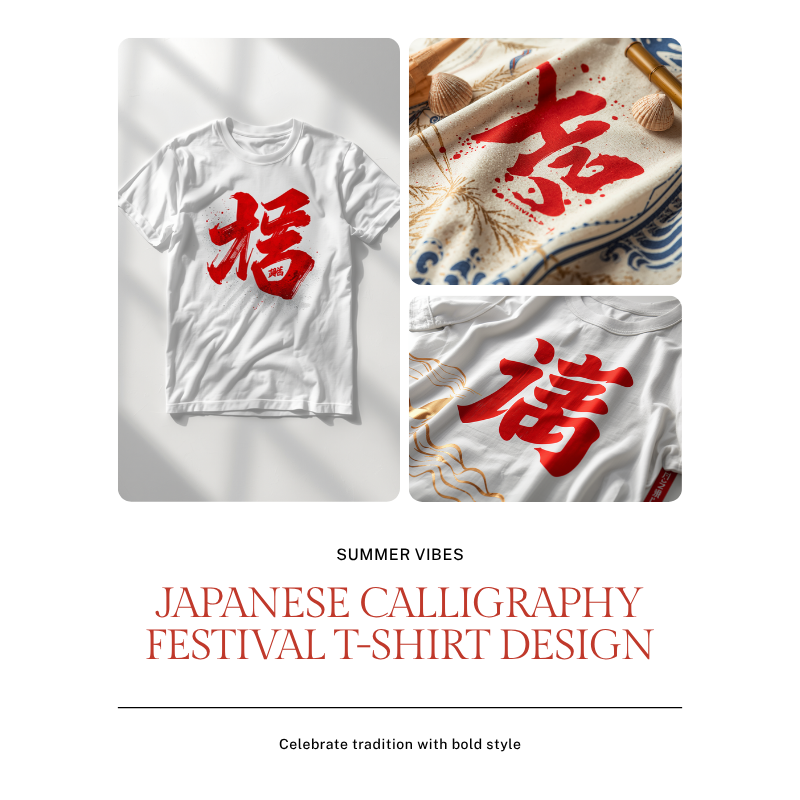 迫力ある筆文字「祭」の夏祭りTシャツ