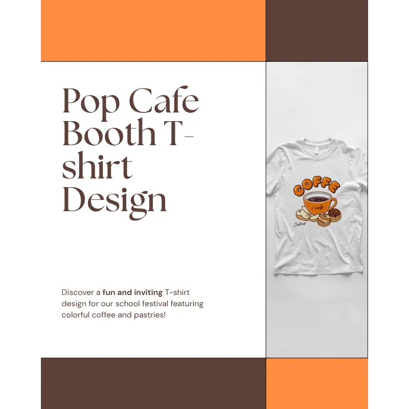 ポップなカフェ風デザインの文化祭模擬店Tシャツ